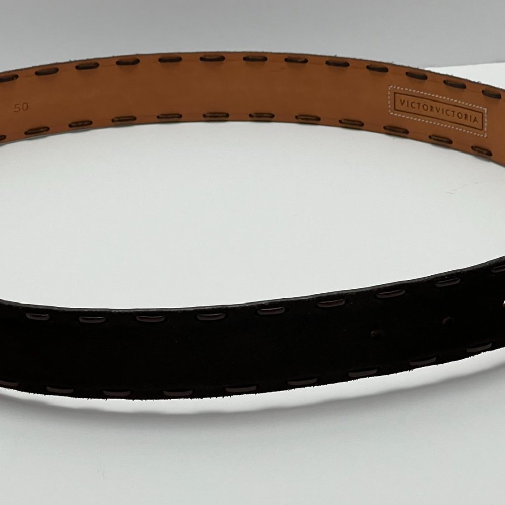 ❣️ LIKE NEW ❣️VICTOR VICTORIA Suede Leather Belt Italy 32" - 38" Waist Brown - Picture 6 of 13